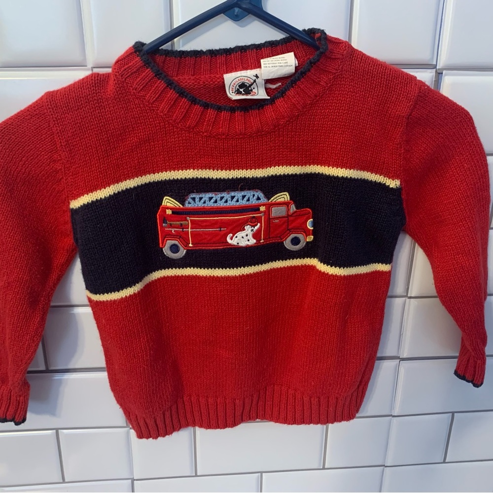 Vintage GOOD-LAD of Philadelphia Sweater boys fire truck and Dalmatian size 3T